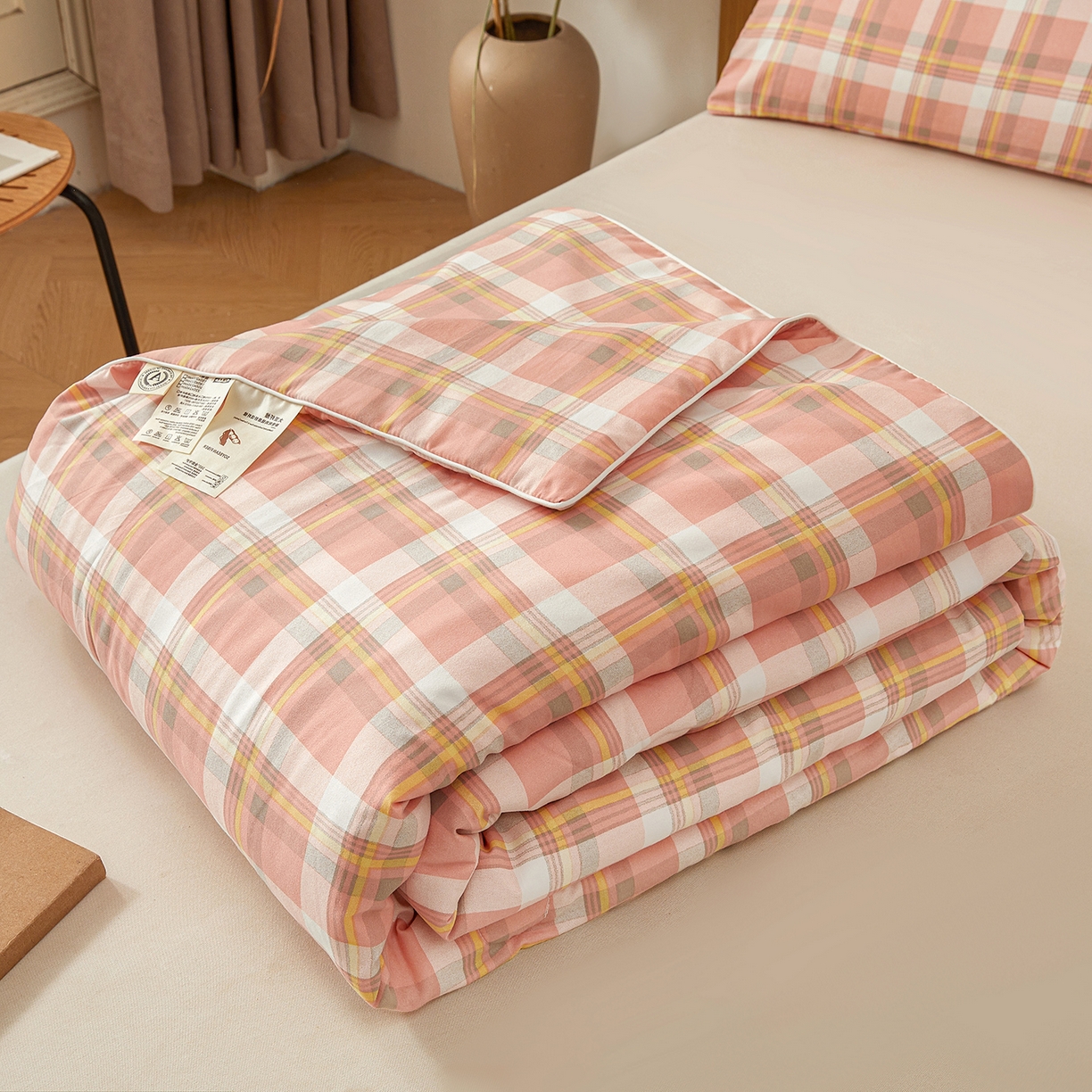 91家纺网 家纺一手货源 找家纺 （总）景眠 2026新款水洗棉格子夏被