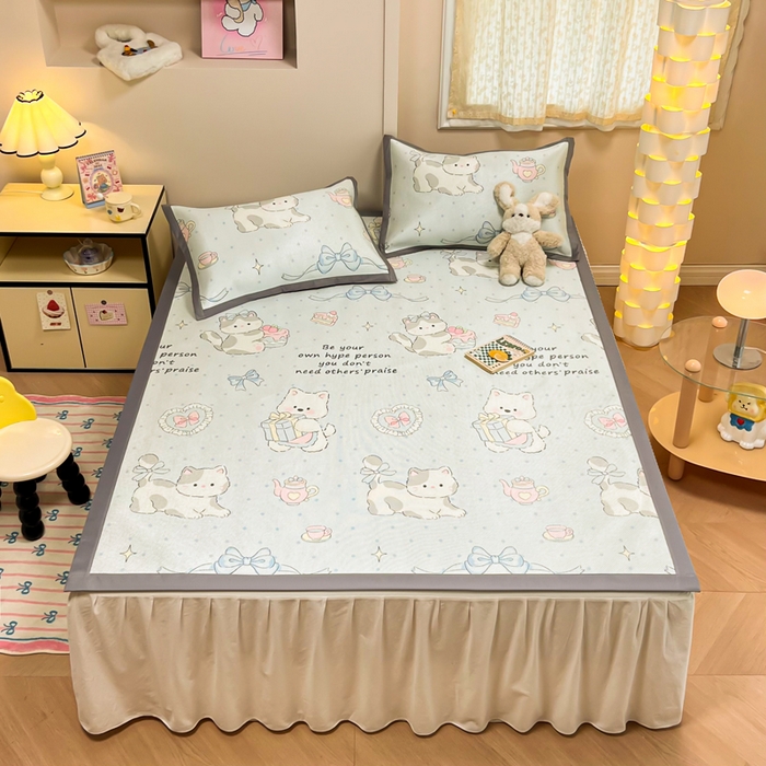 91家纺网 家纺一手货源 找家纺 沐慕 2026新款高克重600D冰丝印花冰藤席 冰藤-萌宠礼物