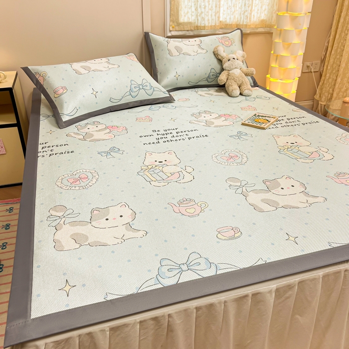 91家纺网 家纺一手货源 找家纺 沐慕 2026新款高克重600D冰丝印花冰藤席 冰藤-萌宠礼物