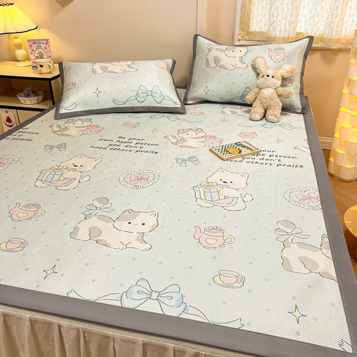 91家纺网 家纺一手货源 找家纺 沐慕 2026新款高克重600D冰丝印花冰藤席 冰藤-萌宠礼物