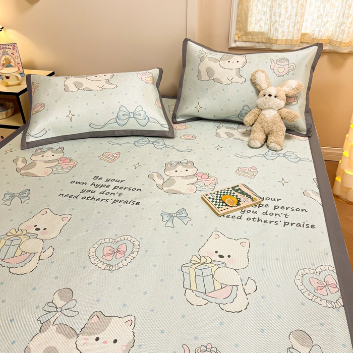 91家纺网 家纺一手货源 找家纺 沐慕 2026新款高克重600D冰丝印花冰藤席 冰藤-萌宠礼物