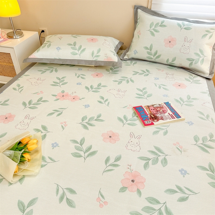 91家纺网 家纺一手货源 找家纺 沐慕 2026新款高克重600D冰丝印花冰藤席 冰藤-莫妮卡