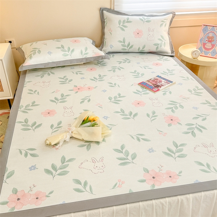 91家纺网 家纺一手货源 找家纺 沐慕 2026新款高克重600D冰丝印花冰藤席 冰藤-莫妮卡