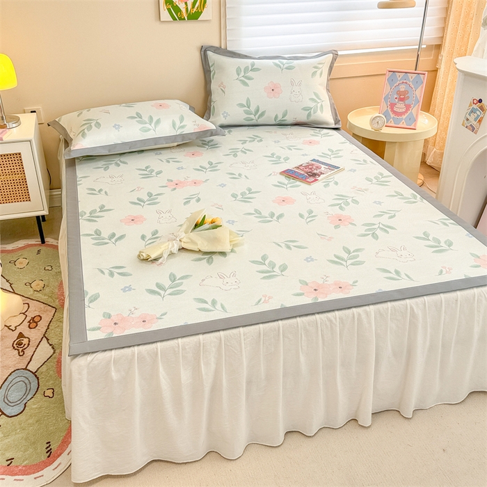 91家纺网 家纺一手货源 找家纺 沐慕 2026新款高克重600D冰丝印花冰藤席 冰藤-莫妮卡