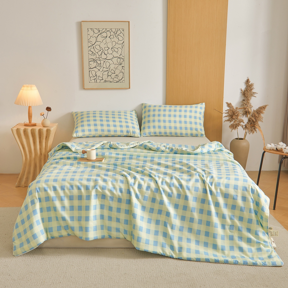 91家纺网 家纺一手货源 找家纺 （总）景眠 2026新款水洗棉格子夏被