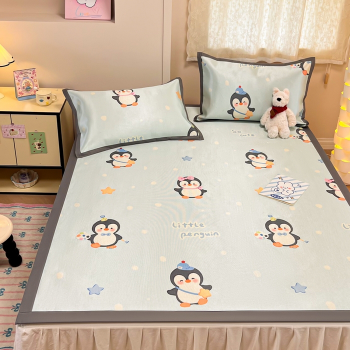 91家纺网 家纺一手货源 找家纺 沐慕 2026新款高克重600D冰丝印花冰藤席 冰藤-企鹅伙伴