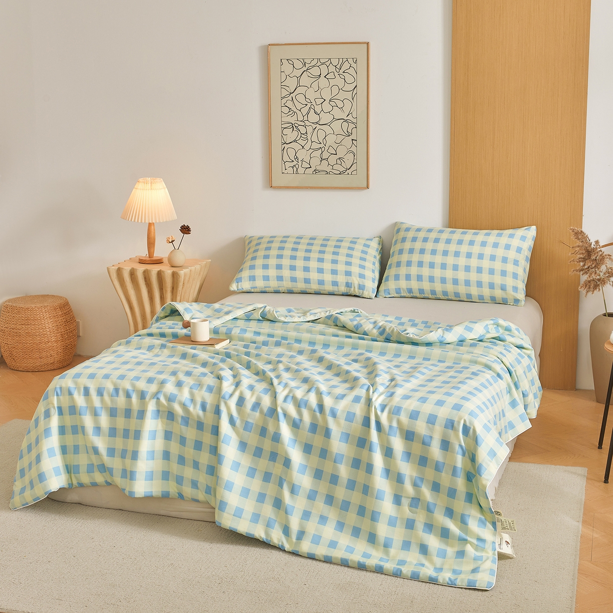 91家纺网 家纺一手货源 找家纺 （总）景眠 2026新款水洗棉格子夏被