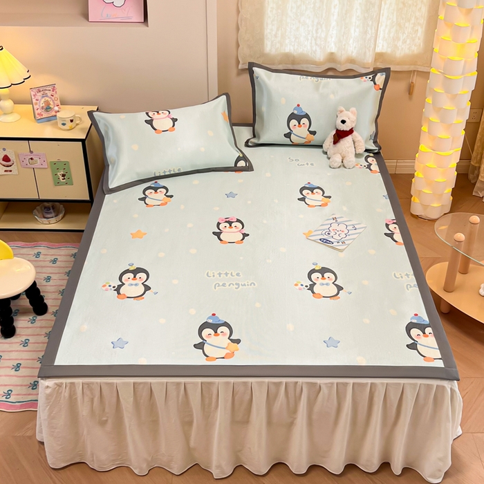 91家纺网 家纺一手货源 找家纺 沐慕 2026新款高克重600D冰丝印花冰藤席 冰藤-企鹅伙伴