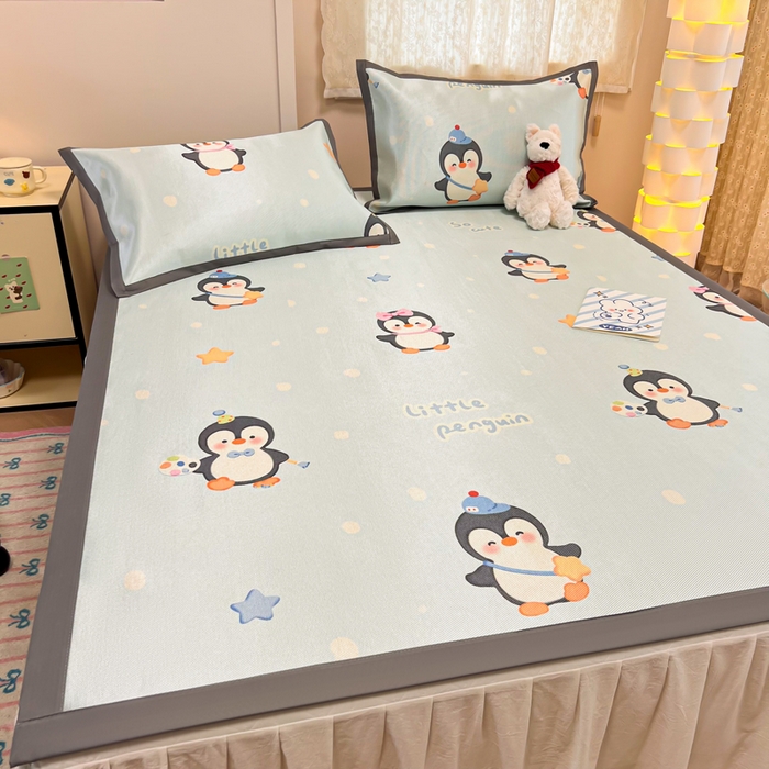 91家纺网 家纺一手货源 找家纺 沐慕 2026新款高克重600D冰丝印花冰藤席 冰藤-企鹅伙伴