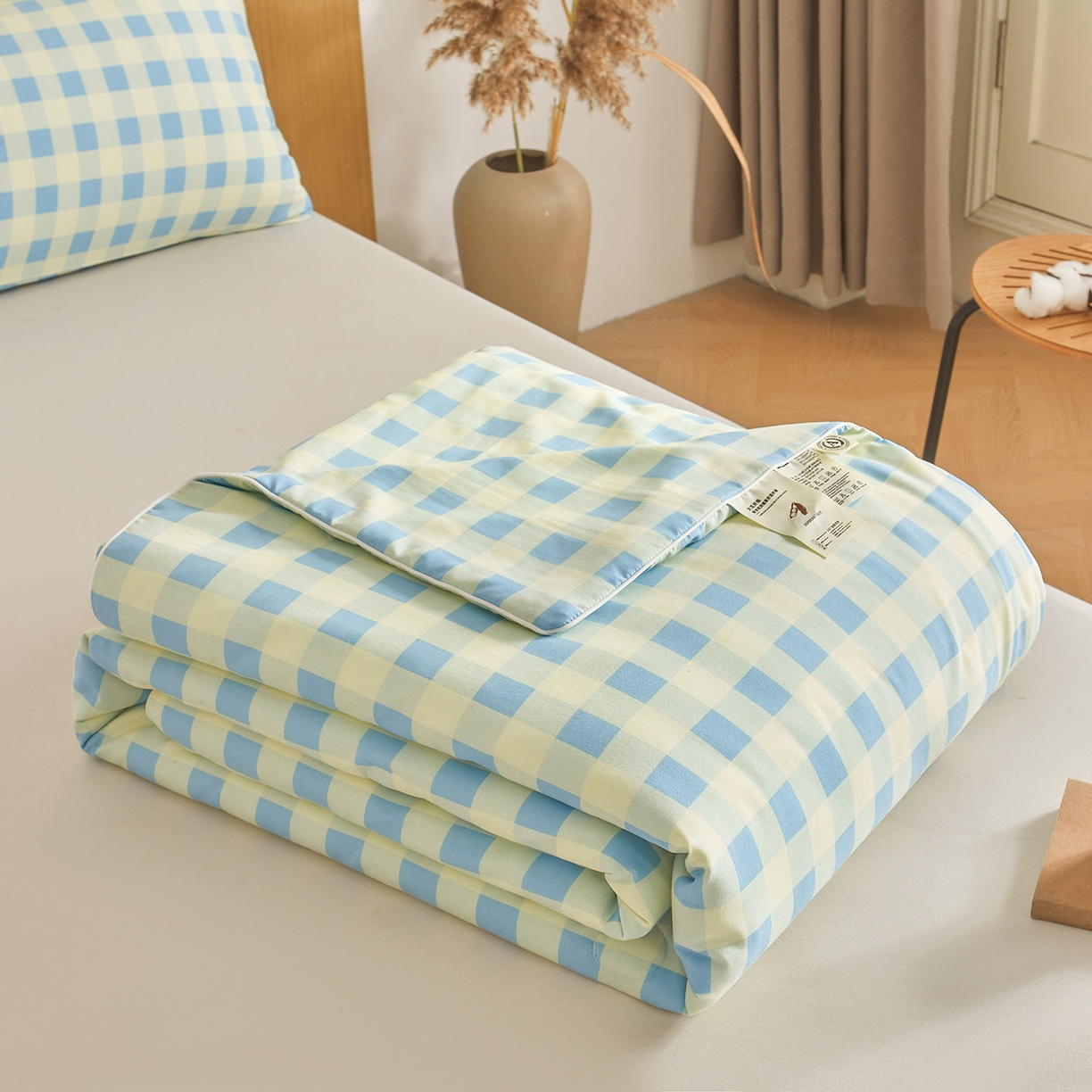 91家纺网 家纺一手货源 找家纺 景眠 2026新款华夫格凉感夏被 华夫格-青果绿