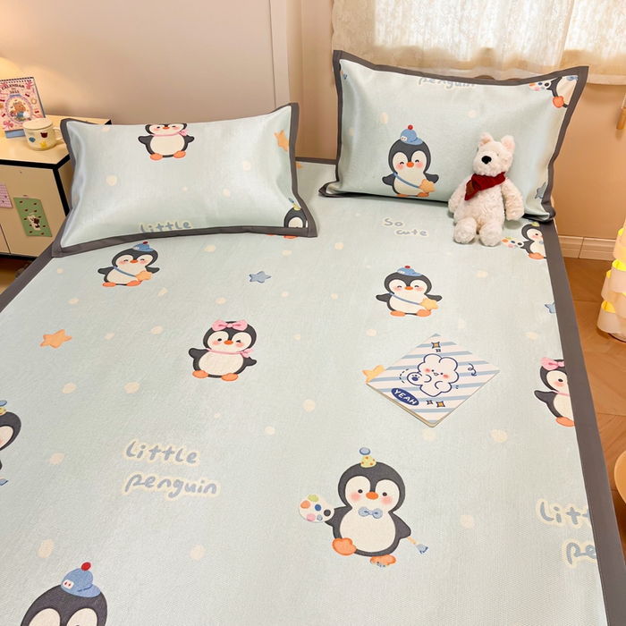 91家纺网 家纺一手货源 找家纺 沐慕 2026新款高克重600D冰丝印花冰藤席 冰藤-企鹅伙伴