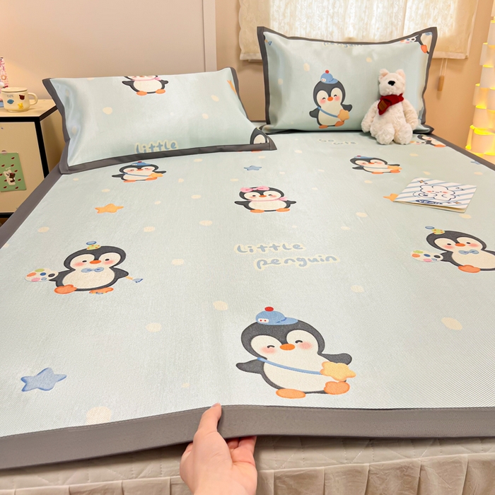 91家纺网 家纺一手货源 找家纺 沐慕 2026新款高克重600D冰丝印花冰藤席 冰藤-企鹅伙伴