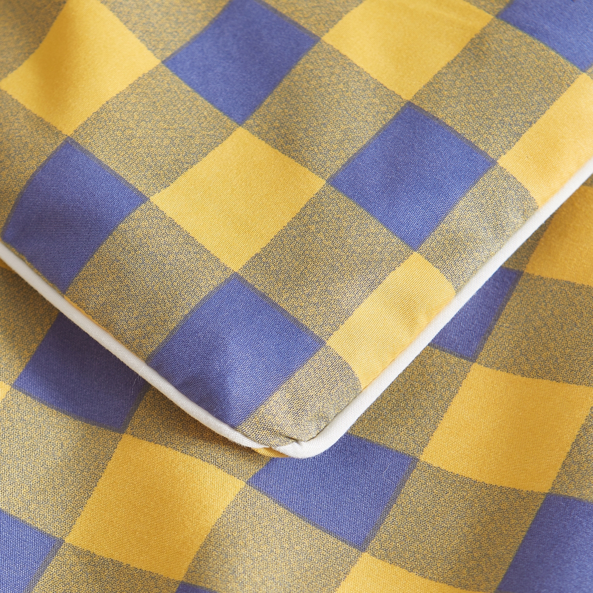 91家纺网 家纺一手货源 找家纺 景眠 2026新款水洗棉格子夏被 黄紫中格