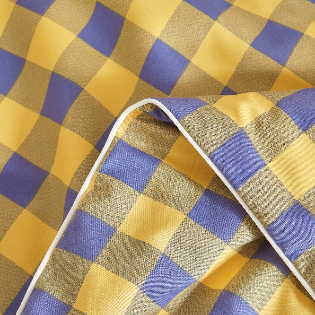 91家纺网 家纺一手货源 找家纺 景眠 2026新款水洗棉格子夏被 黄紫中格