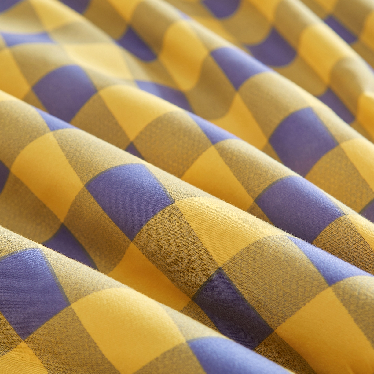 91家纺网 家纺一手货源 找家纺 景眠 2026新款水洗棉格子夏被 黄紫中格