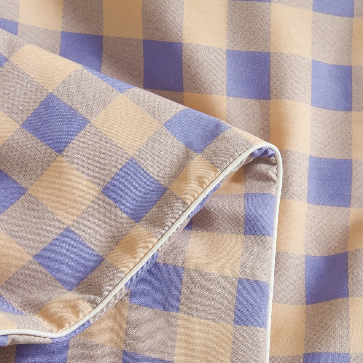 91家纺网 家纺一手货源 找家纺 景眠 2026新款水洗棉格子夏被 桔紫中格