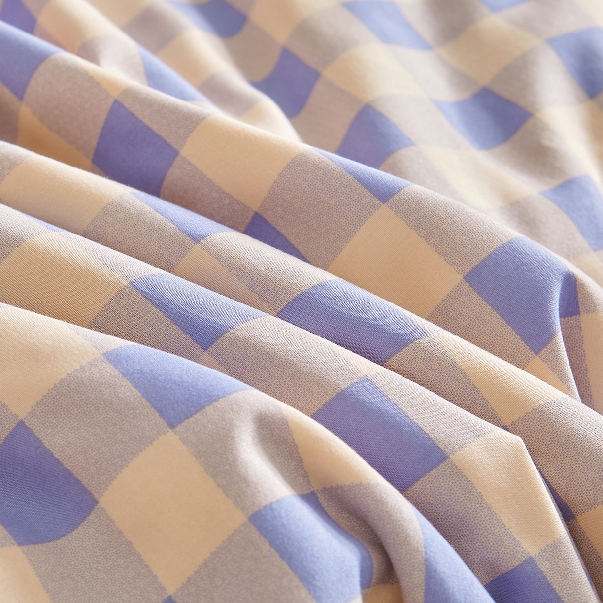 91家纺网 家纺一手货源 找家纺 景眠 2026新款水洗棉格子夏被 桔紫中格