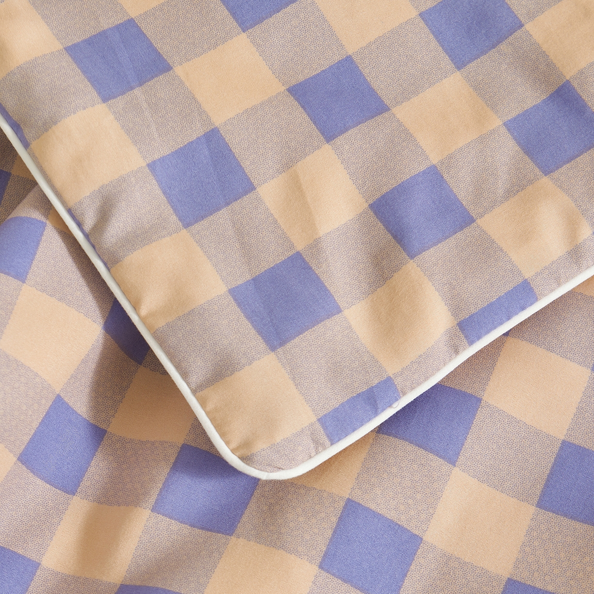 91家纺网 家纺一手货源 找家纺 景眠 2026新款水洗棉格子夏被 桔紫中格