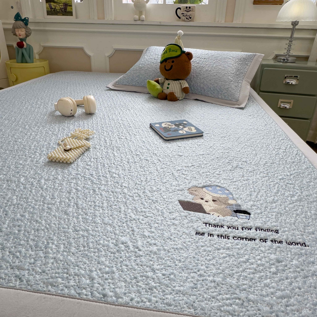 91家纺网 家纺一手货源 找家纺 （总）几禾 2026春夏新款双泡刺绣款凉席席子空调软席