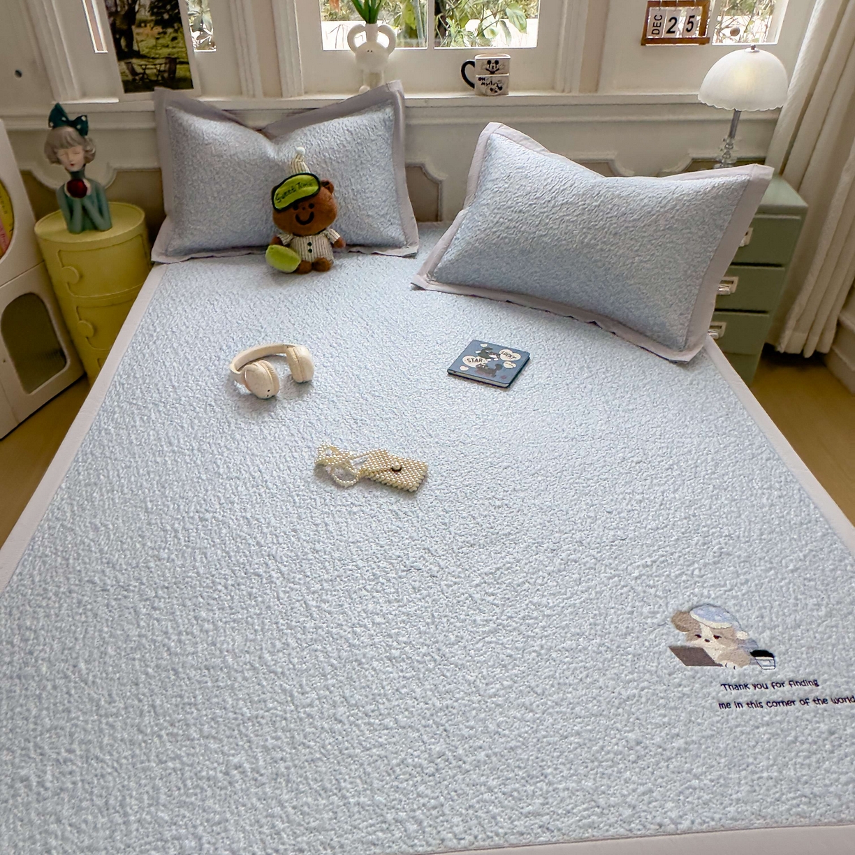 91家纺网 家纺一手货源 找家纺 （总）几禾 2026春夏新款双泡刺绣款凉席席子空调软席