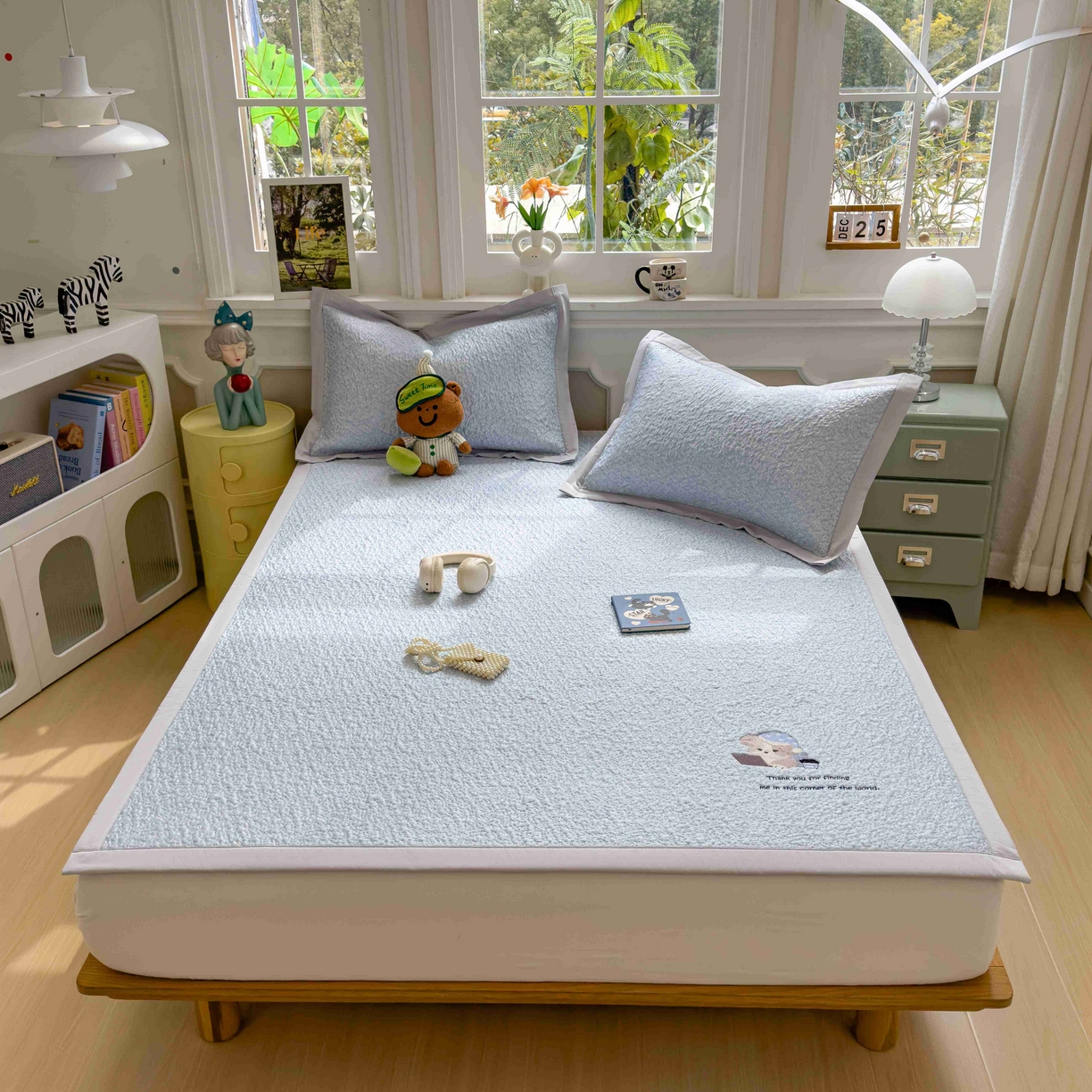 91家纺网 家纺一手货源 找家纺 （总）几禾 2026春夏新款双泡刺绣款凉席席子空调软席