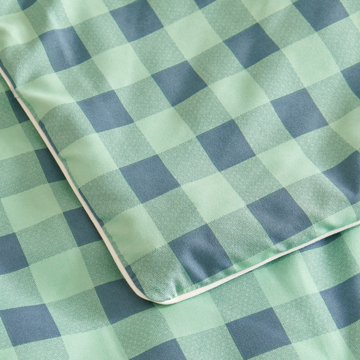 91家纺网 家纺一手货源 找家纺 景眠 2026新款水洗棉格子夏被 绿蓝中格