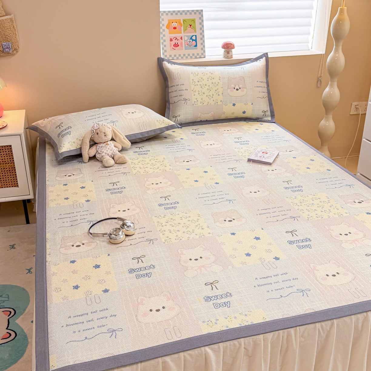 91家纺网 家纺一手货源 找家纺 沐慕 2026新款高克重600D冰丝印花冰藤席 冰藤-甜狗日记