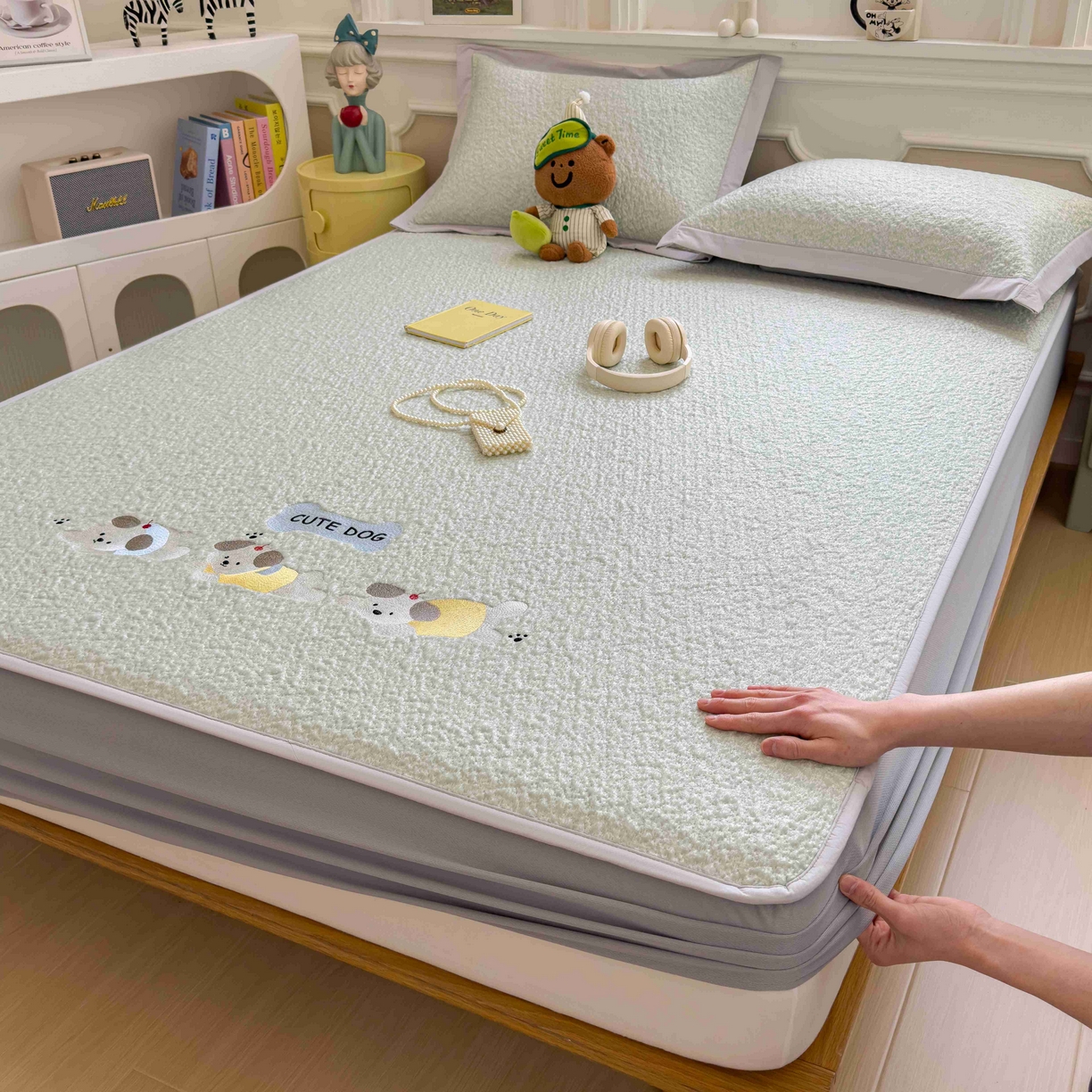 91家纺网 家纺一手货源 找家纺 （总）几禾 2026春夏新款双泡刺绣款凉席席子空调软席