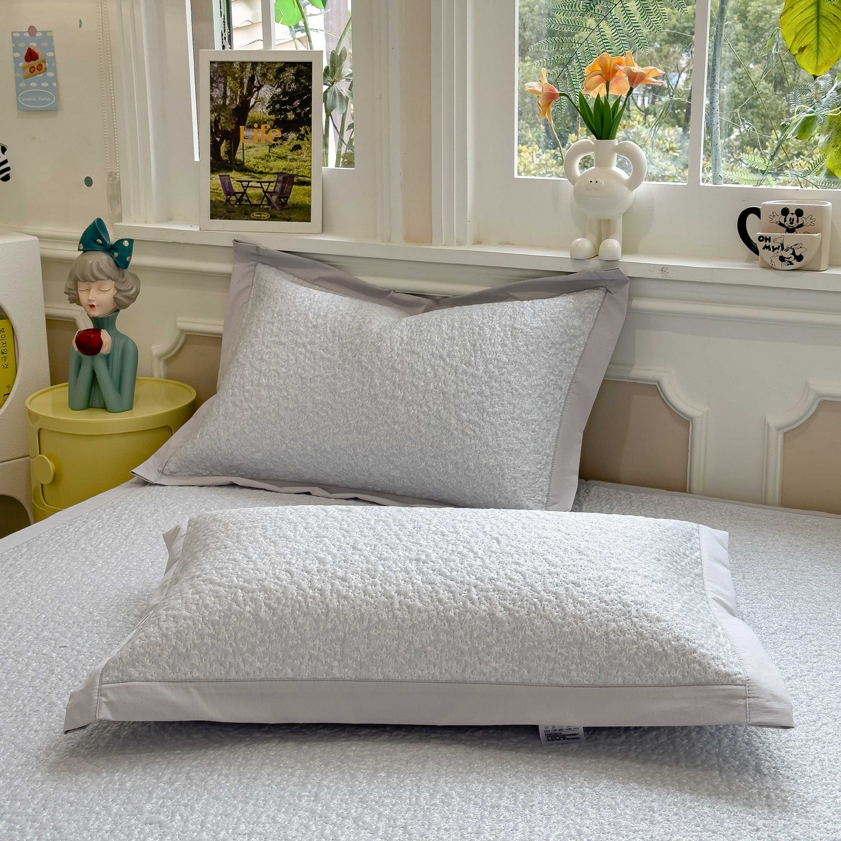 91家纺网 家纺一手货源 找家纺 几禾 2026春夏新款双泡刺绣款凉席席子空调软席 睡梦狗狗 床席款