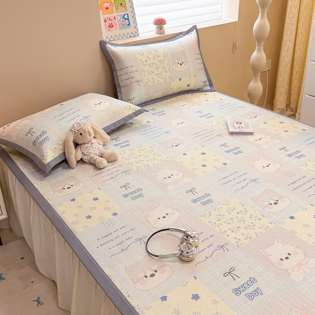 91家纺网 家纺一手货源 找家纺 沐慕 2026新款高克重600D冰丝印花冰藤席 冰藤-甜狗日记