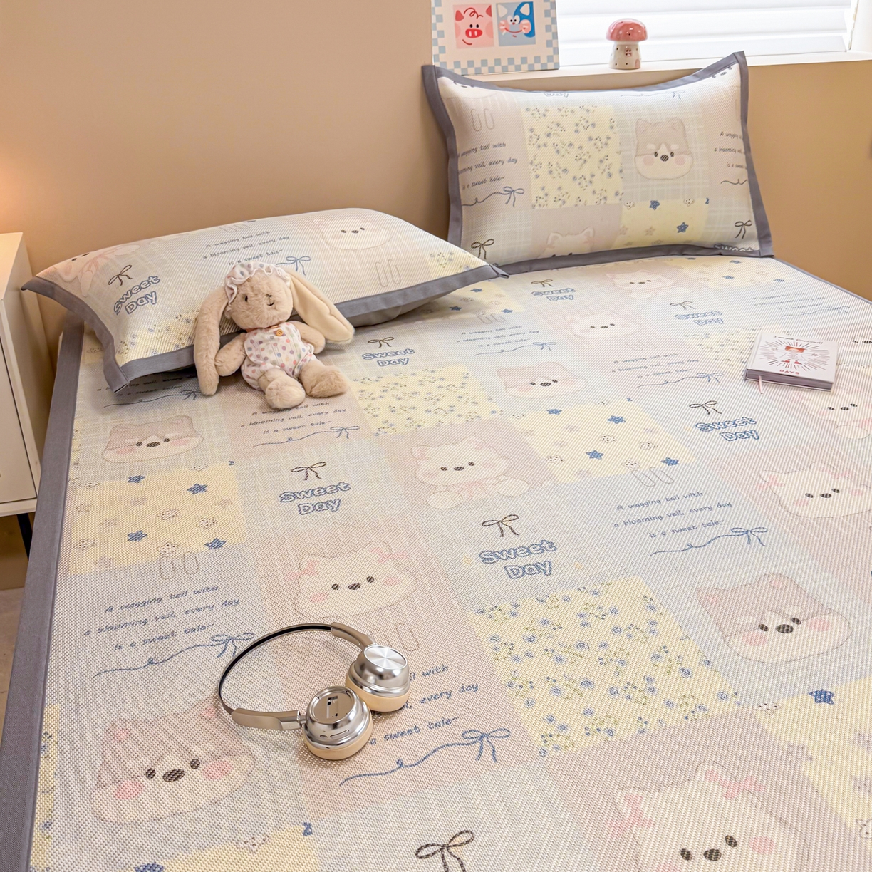 91家纺网 家纺一手货源 找家纺 沐慕 2026新款高克重600D冰丝印花冰藤席 冰藤-甜狗日记