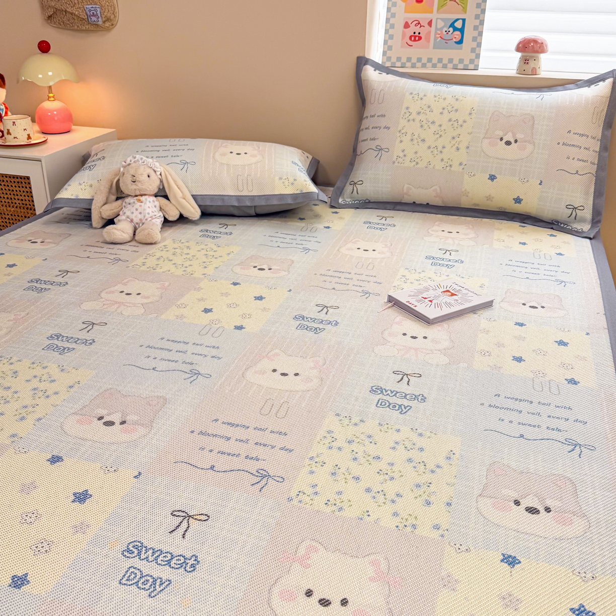 91家纺网 家纺一手货源 找家纺 沐慕 2026新款高克重600D冰丝印花冰藤席 冰藤-甜狗日记