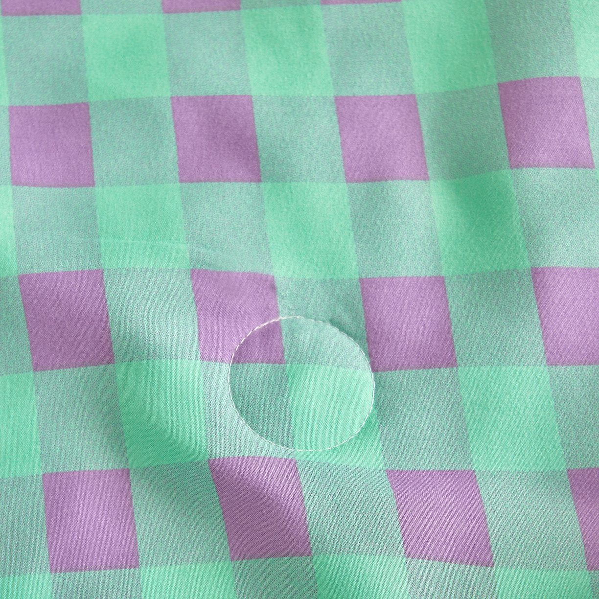 91家纺网 家纺一手货源 找家纺 景眠 2026新款水洗棉格子夏被 绿紫中格