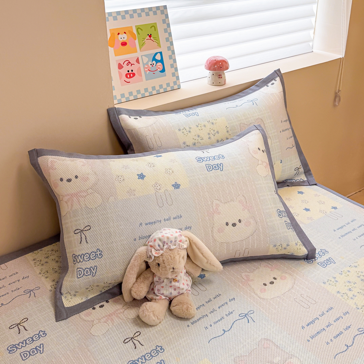 91家纺网 家纺一手货源 找家纺 沐慕 2026新款高克重600D冰丝印花冰藤席 冰藤-甜狗日记