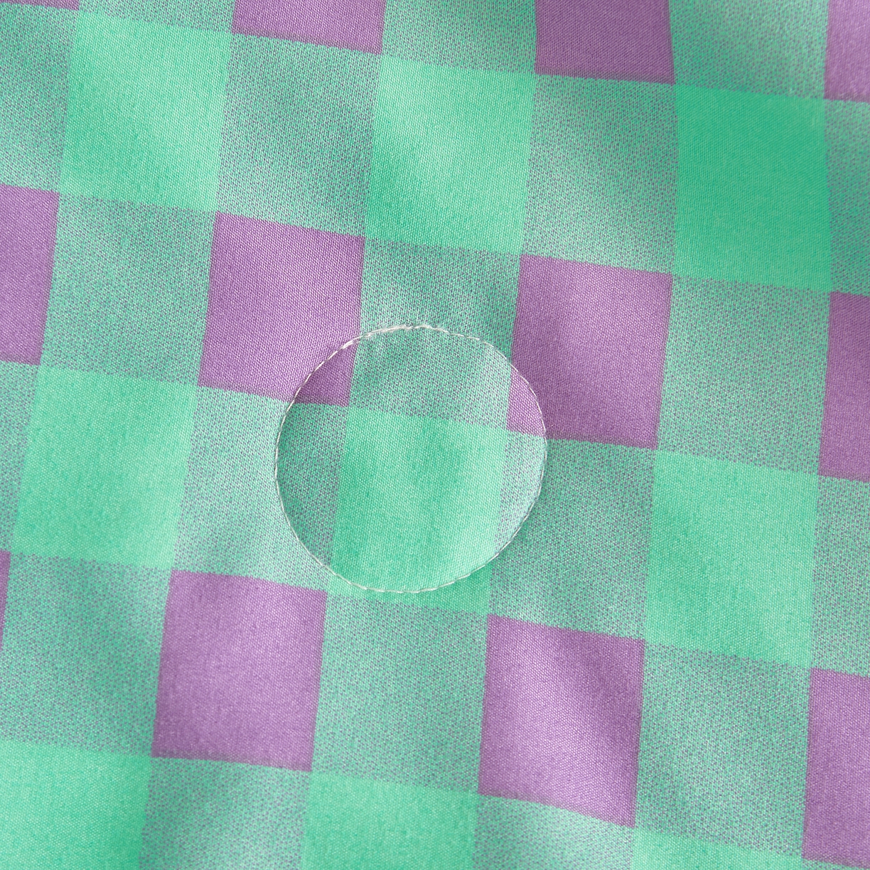 91家纺网 家纺一手货源 找家纺 景眠 2026新款水洗棉格子夏被 绿紫中格