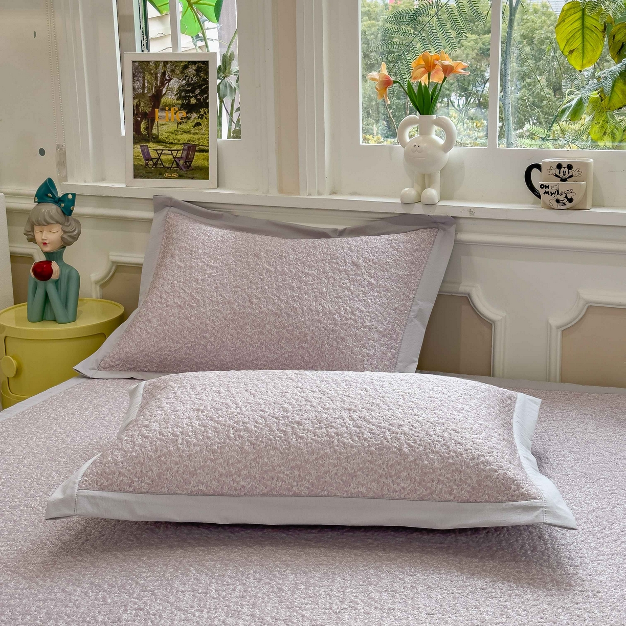 91家纺网 家纺一手货源 找家纺 几禾 2026春夏新款双泡刺绣款凉席席子空调软席 甜梦小熊 床席款