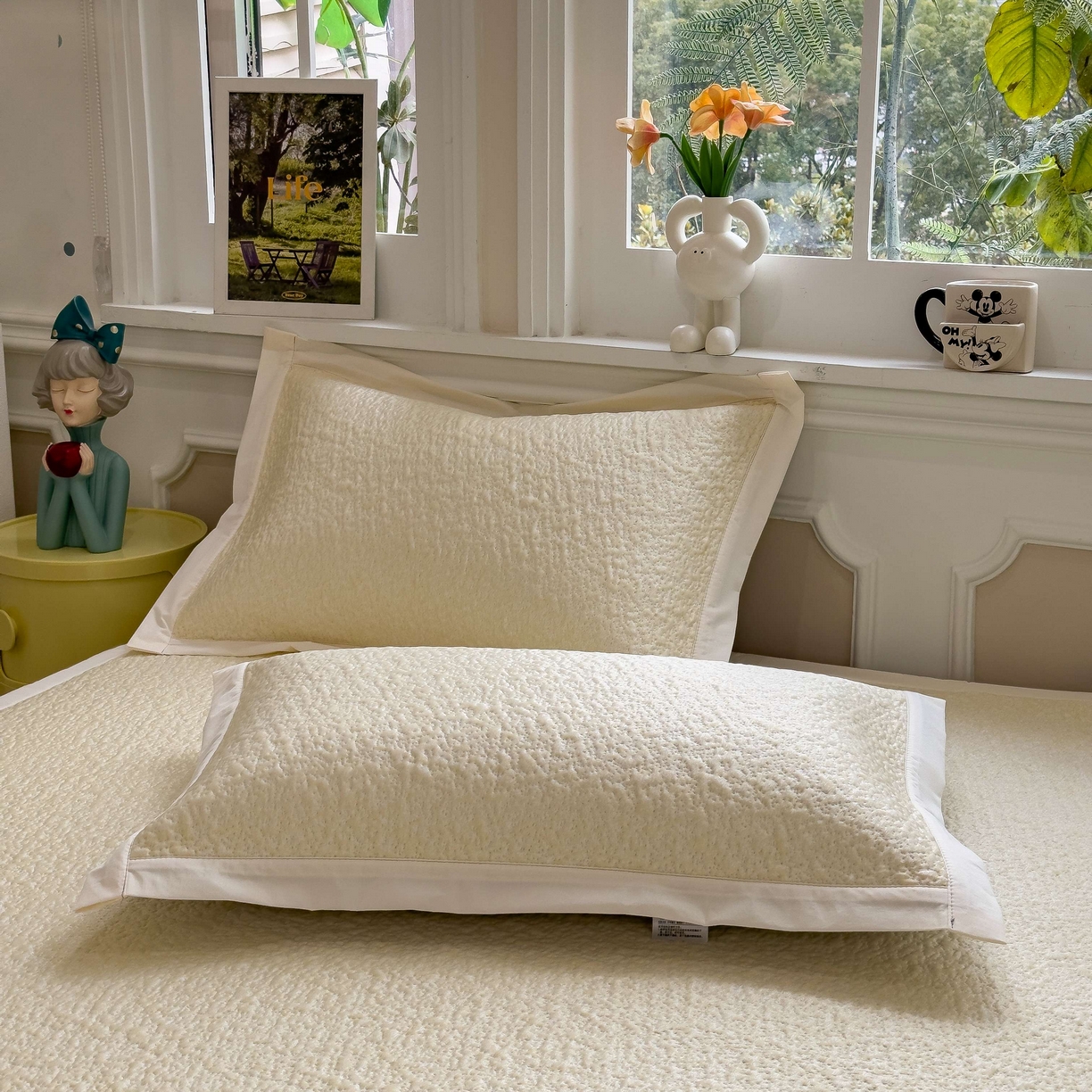 91家纺网 家纺一手货源 找家纺 几禾 2026春夏新款双泡刺绣款凉席席子空调软席 软萌西高地 床席款