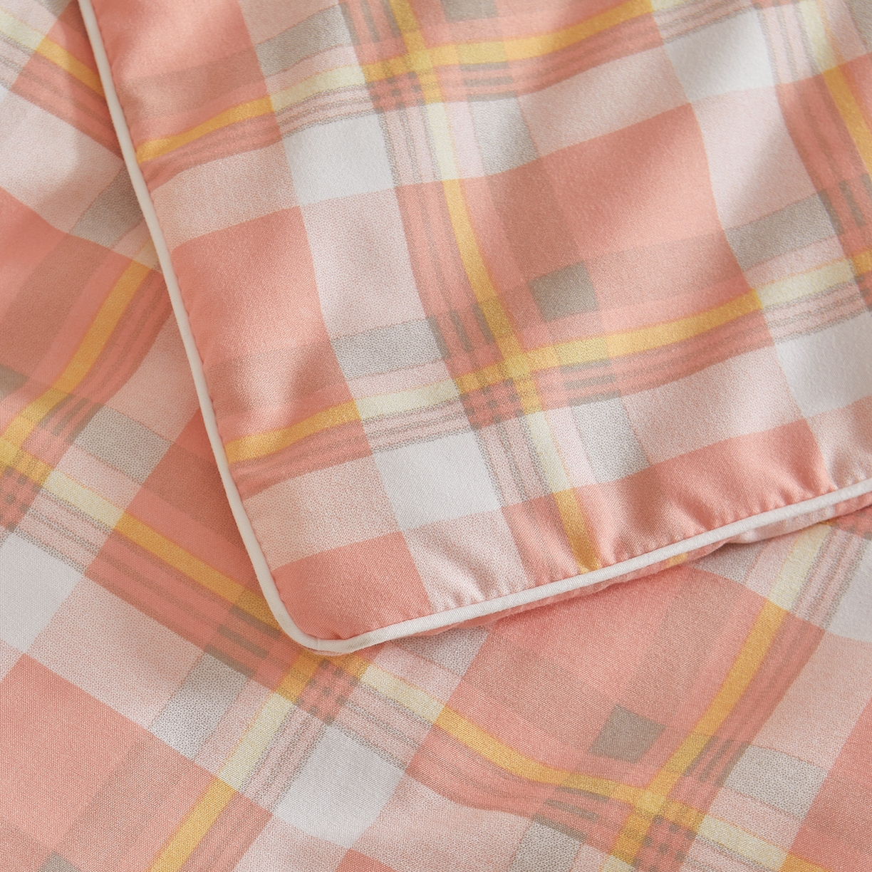 91家纺网 家纺一手货源 找家纺 景眠 2026新款水洗棉格子夏被 沐雅格 粉