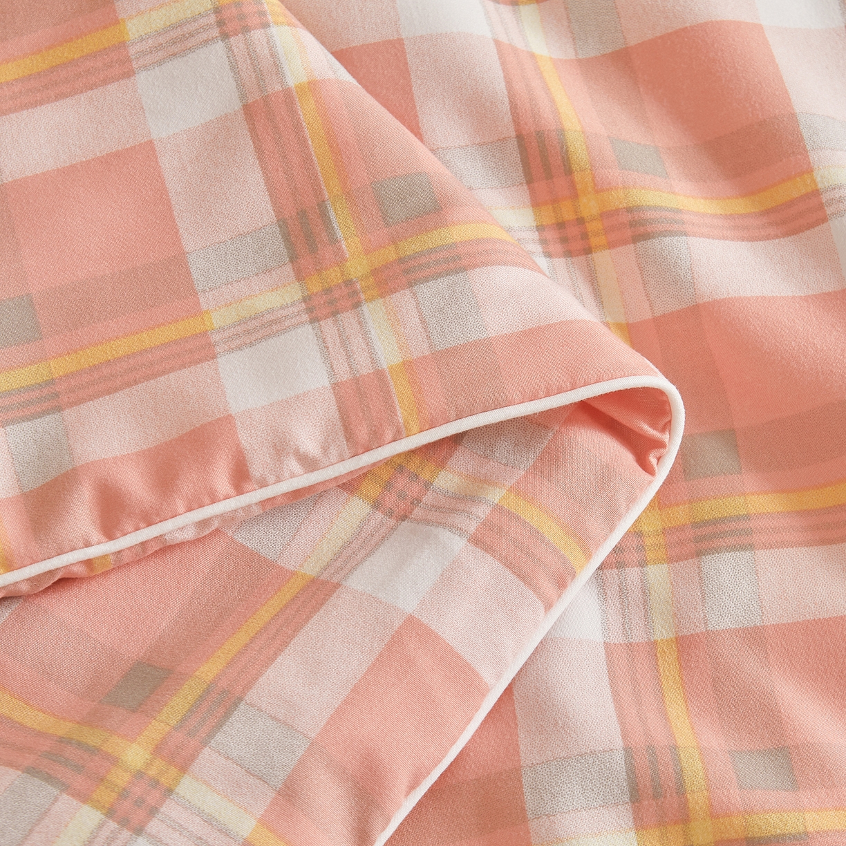 91家纺网 家纺一手货源 找家纺 景眠 2026新款水洗棉格子夏被 沐雅格 粉