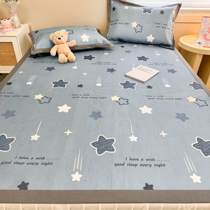 91家纺网 家纺一手货源 找家纺 沐慕 2026新款高克重600D冰丝印花冰藤席 冰藤-星星点点