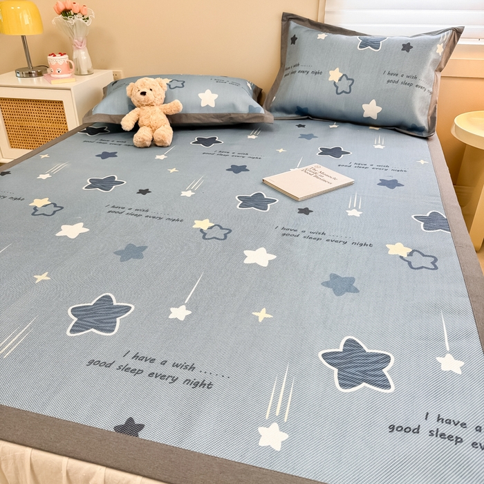 91家纺网 家纺一手货源 找家纺 沐慕 2026新款高克重600D冰丝印花冰藤席 冰藤-星星点点