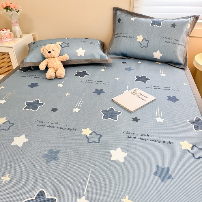 91家纺网 家纺一手货源 找家纺 沐慕 2026新款高克重600D冰丝印花冰藤席 冰藤-星星点点