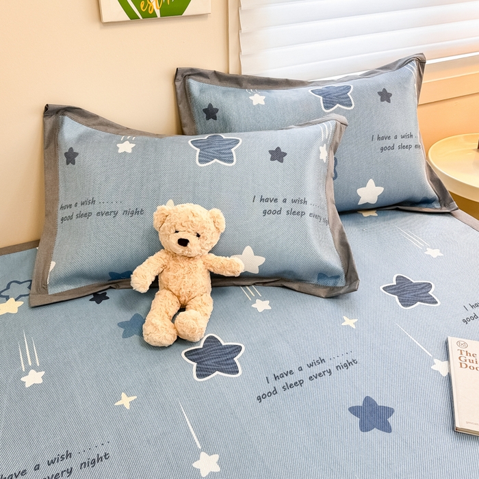 91家纺网 家纺一手货源 找家纺 沐慕 2026新款高克重600D冰丝印花冰藤席 冰藤-星星点点