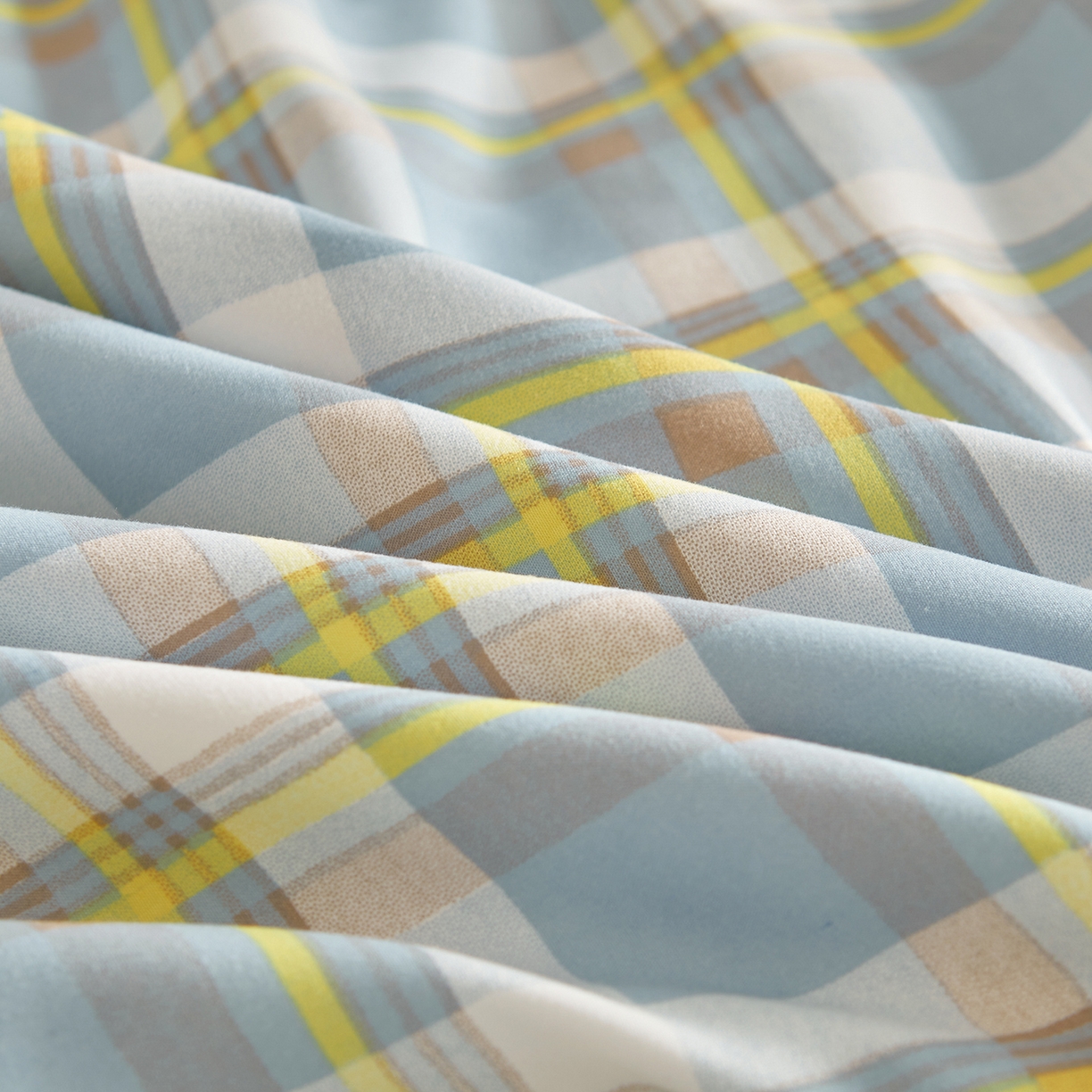 91家纺网 家纺一手货源 找家纺 景眠 2026新款水洗棉格子夏被 沐雅格 蓝