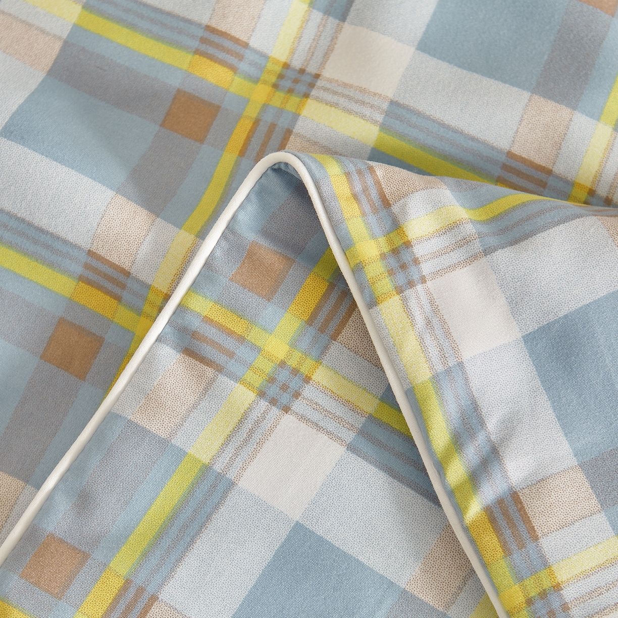 91家纺网 家纺一手货源 找家纺 景眠 2026新款水洗棉格子夏被 沐雅格 蓝