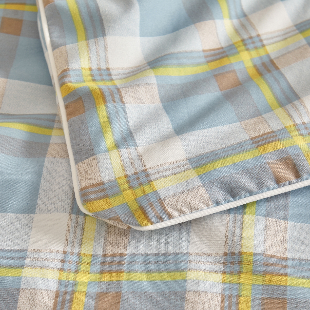 91家纺网 家纺一手货源 找家纺 景眠 2026新款水洗棉格子夏被 沐雅格 蓝