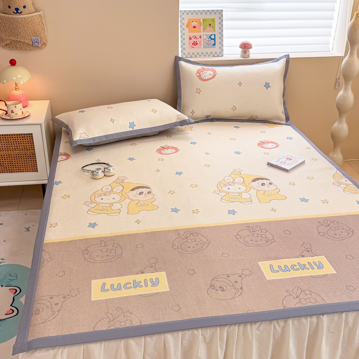 91家纺网 家纺一手货源 找家纺 沐慕 2026新款高克重600D冰丝印花冰藤席 冰藤-星愿小伙伴