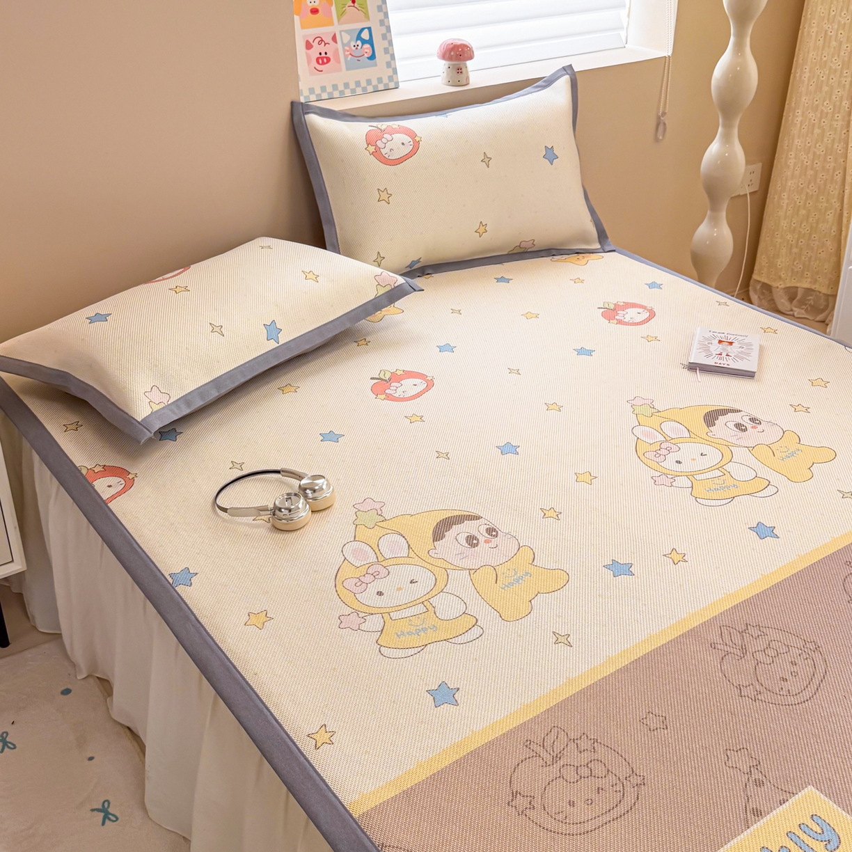 91家纺网 家纺一手货源 找家纺 沐慕 2026新款高克重600D冰丝印花冰藤席 冰藤-星愿小伙伴