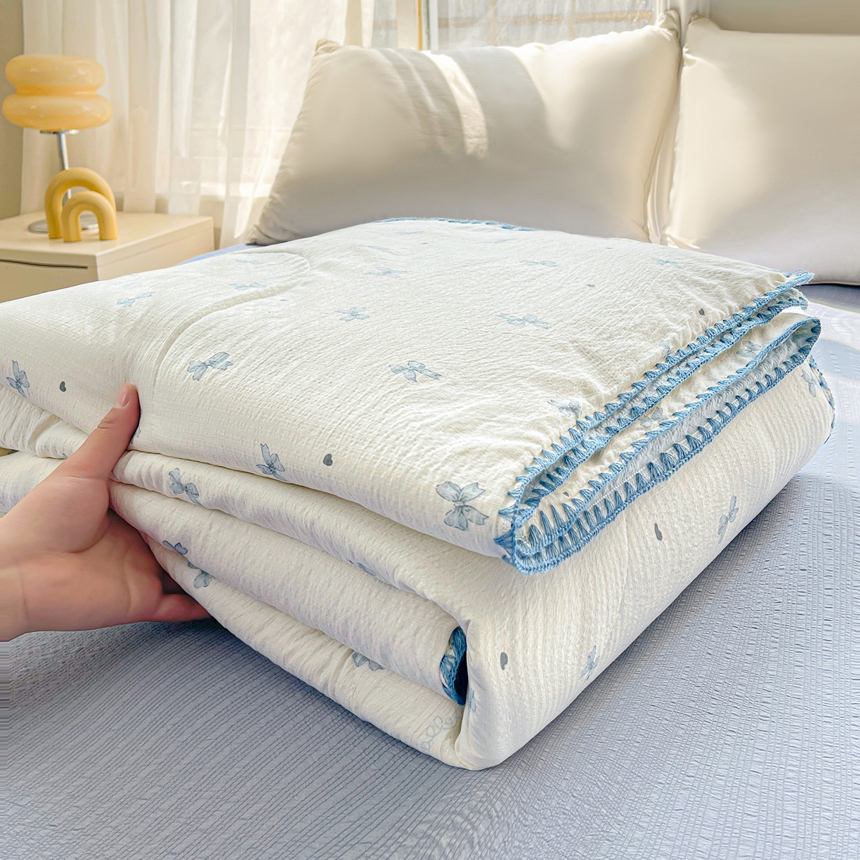 犇牛仓储供应链 2026新款泡芙棉新疆棉花夏被被子被芯 蝴蝶结