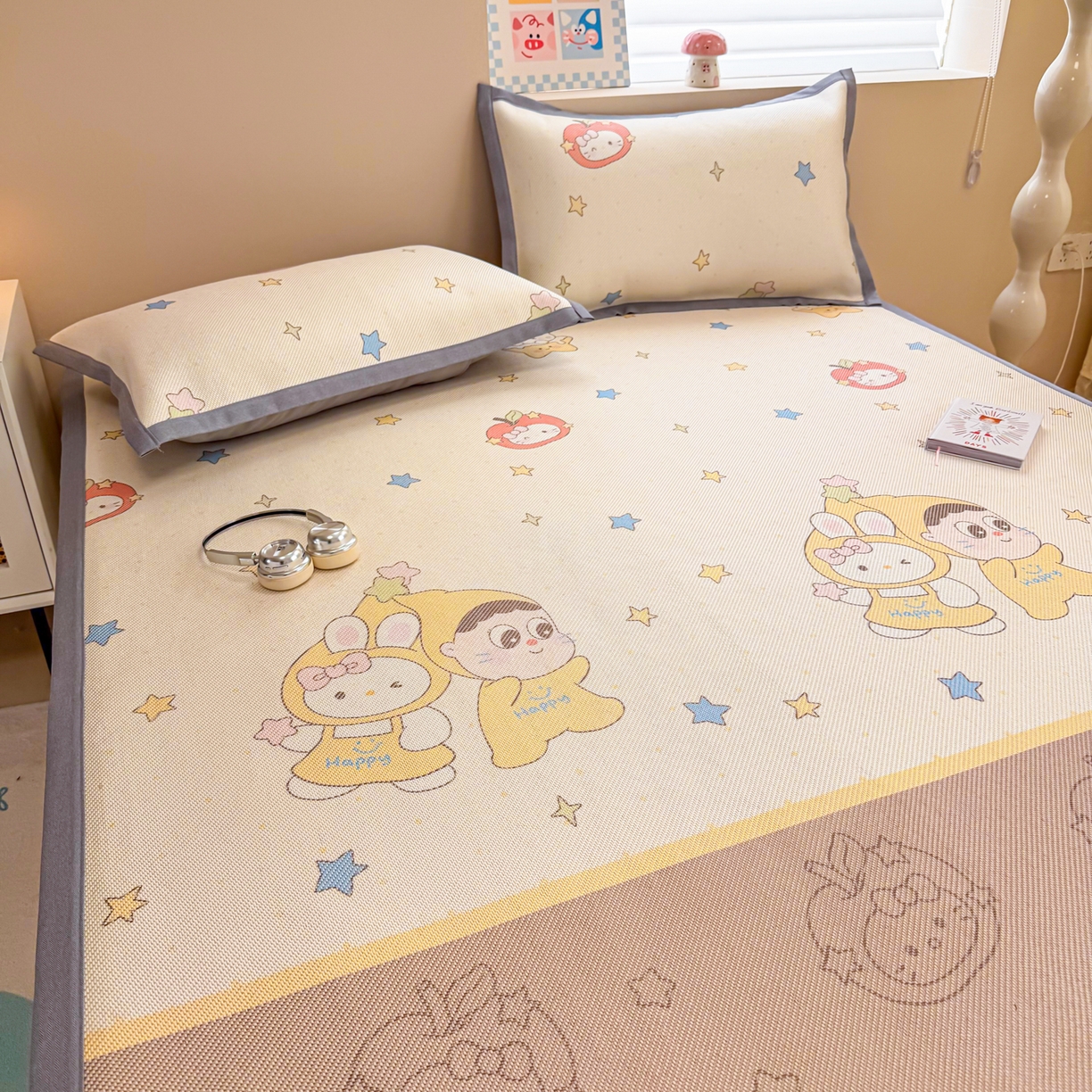 91家纺网 家纺一手货源 找家纺 沐慕 2026新款高克重600D冰丝印花冰藤席 冰藤-星愿小伙伴